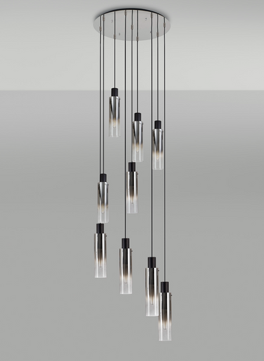 Manhattan 9 Light Spiral Slim Pendant Black