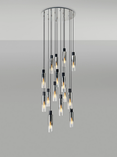 Manhattan 15 Light Spiral Slim Pendant Black