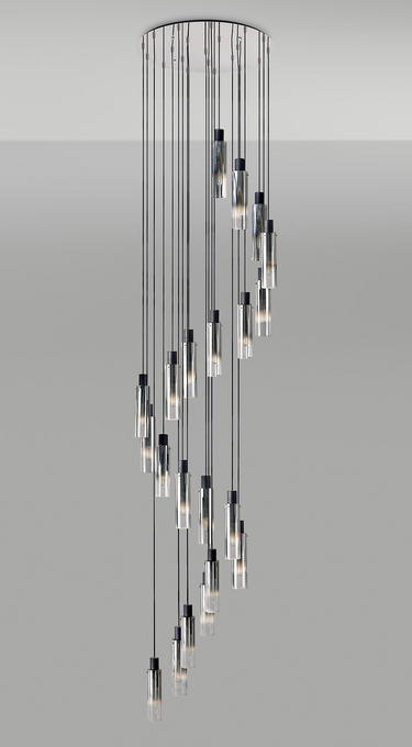 Manhattan 21 Light Spiral Slim Pendant Black
