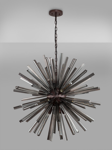 Rigel 16 Light Brown Oxide and Smoked Glass