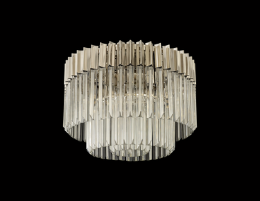 Pallas 7 Light Flush Polished Nickel & Clear Sculpted Glass