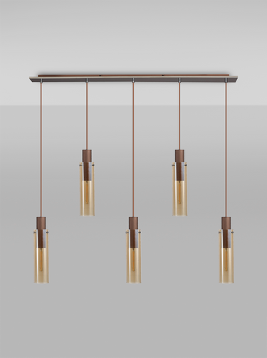 Manhattan 5 Light Bar Slim Pendant Mocha