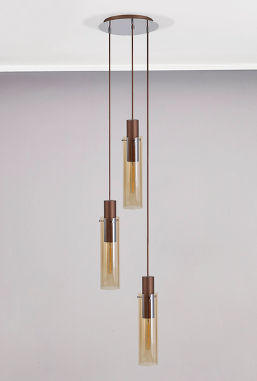 Manhattan 3 Light Spiral Slim Pendant Mocha