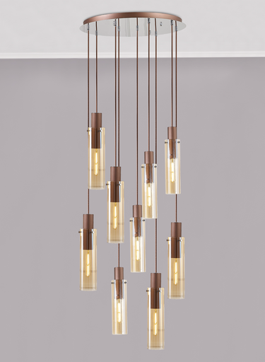 Manhattan 9 Light Spiral Slim Pendant Mocha