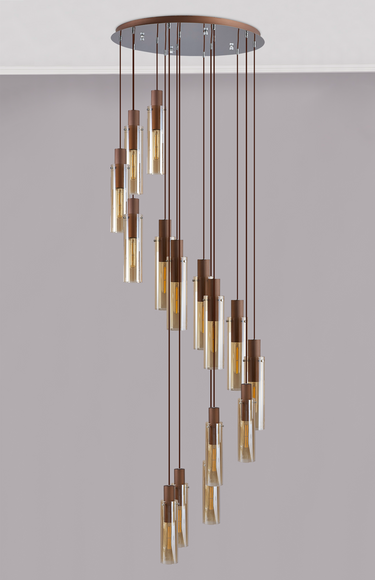 Manhattan 15 Light Spiral Slim Pendant Mocha