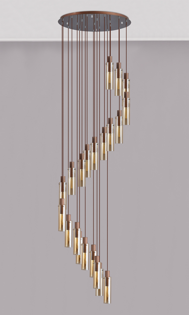 Manhattan 21 Light Spiral Slim Pendant Mocha