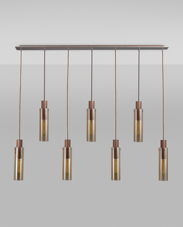 Manhattan 7 Light Bar Slim Pendant Mocha