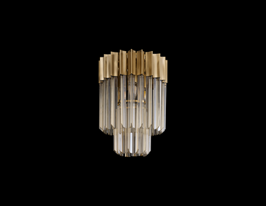 Pallas 3 Light Flush Brass & Cognac Sculpted Glass
