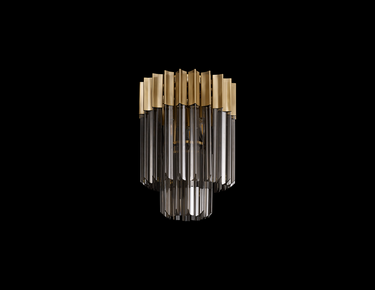 Pallas 3 Light Flush Brass & Smoked Sculpted Glass