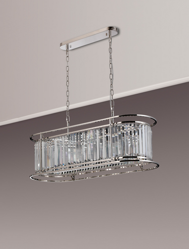 Dynasty 7 Light Dual Mount Linear Pendant Polished Nickel