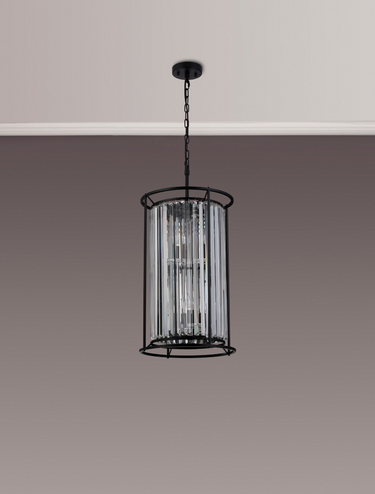 Dynasty 6 Light Dual Mount 2 Tier Lantern Satin Black