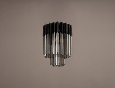 Pallas 3 Light Flush Matt Black & Smoked Sculpted Glass