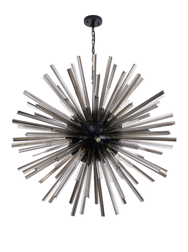 Rigel 32 Light Matt Black and Smoked Glass