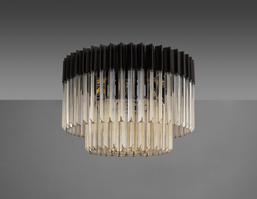 Pallas 12 Light Flush Matt Black & Cognac Sculpted Glass
