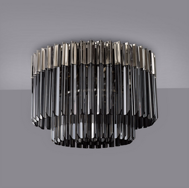 Pallas 7 Light Polished Nickel & Smoked Sculpted Glass