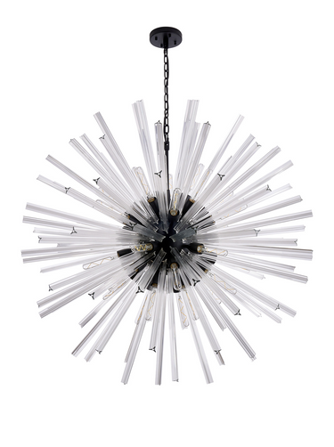 Rigel 32 Light Matt Black and Clear Glass