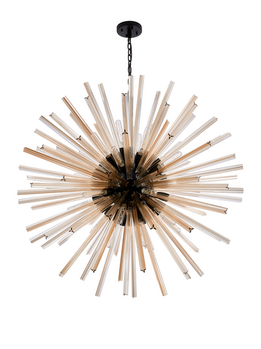 Rigel 32 Light Matt Black and Champagne Glass