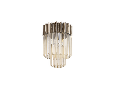 Pallas 3 Light Flush Polished Nickel & Cognac Sculpted Glass