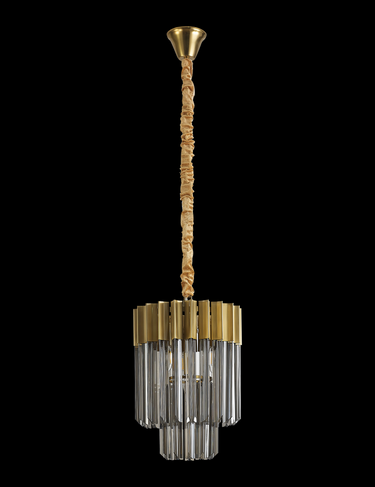Pallas 4 Light Pendant Brass & Smoked Sculpted Glass