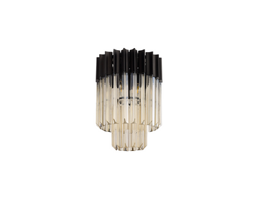 Pallas 3 Light Flush Matt Black & Cognac Sculpted Glass