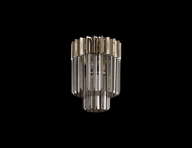 Pallas 3 Light Flush Polished Nickel & Smoked Sculpted Glass