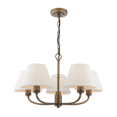 Laura Ashley Denston 5 Light Pendant Antique Bronze with Cream Shades