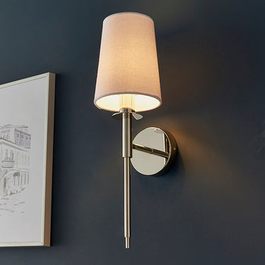Cort Wall Lamp Polished Nickel with Vintage White Shade