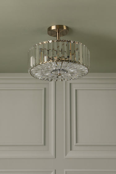 Laura Ashley Fernhurst 3LT Semi Flush Antique Brass