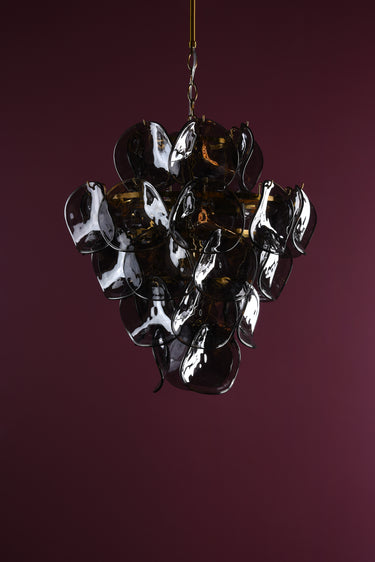 Genoa 8 Light Pendant, Nautral Brass with Smoked Glass