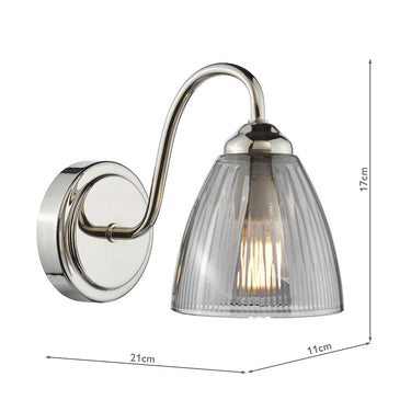 Glynis Wall Light Polished Nickel with Smoked Glass
