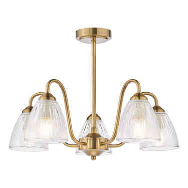 Glynis 5 Light Semi Flush Antique Bronze with Clear Glass