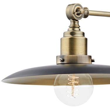 Hannover 1 Light Wall Bracket Black & Antique Brass