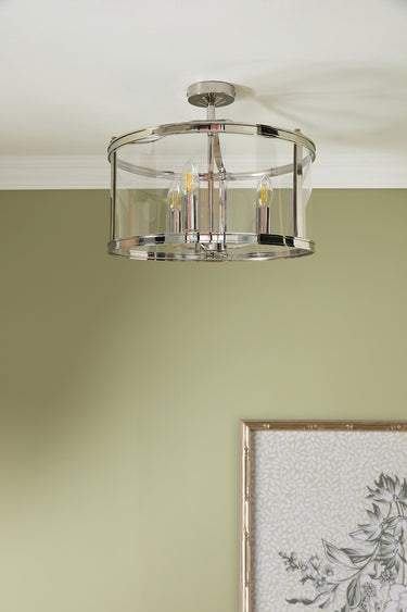 Laura Ashley Harrington Polished Nickel 3 Light Semi Flush