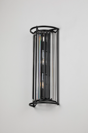Dynasty Tall 3 Light Wall Light Satin Black