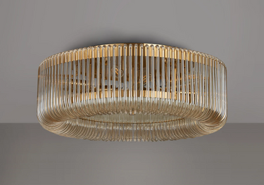 Jewel 60cm Flush Brass & Amber