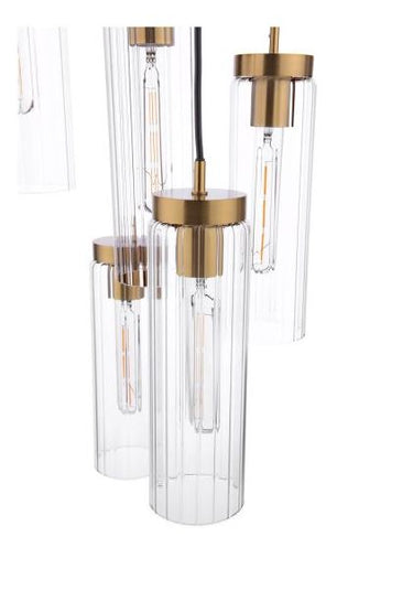 Jodelle 5 Light Spiral Pendant Polished Bronze & Clear Glass