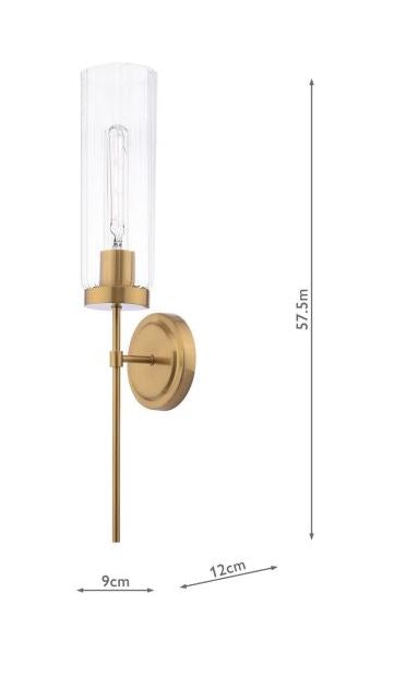 Jodelle 1 Light Wall Light Polished Bronze & Clear Glass