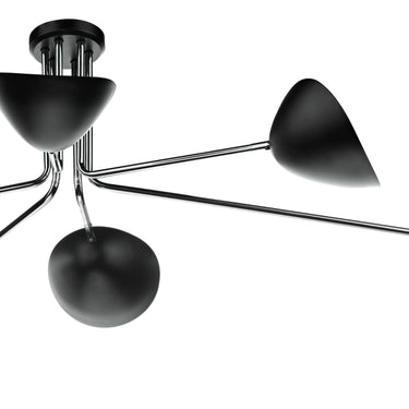 Krug 6 Light Semi Flush Black & Polished Chrome