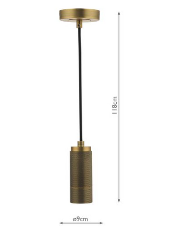 Knurled 1 Light Suspension Aged Brass