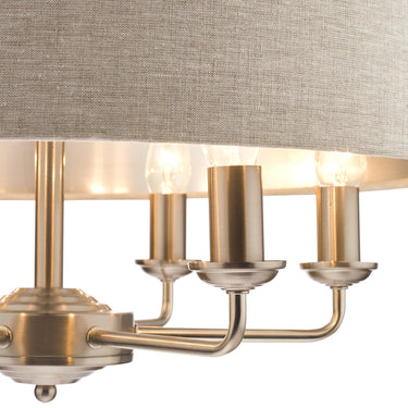 Laura Ashley Sorrento 6 Light Pendant Brushed Chrome With Natural Shade
