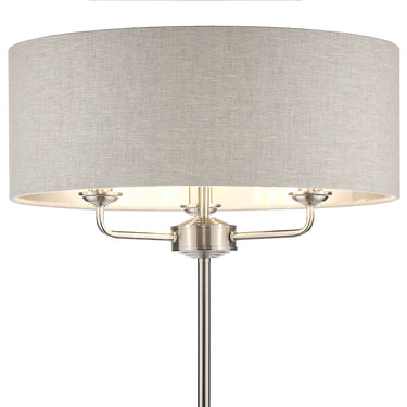 Laura Ashley Sorrento 3 Light Floor Lamp Brushed Chrome with Natural Shade