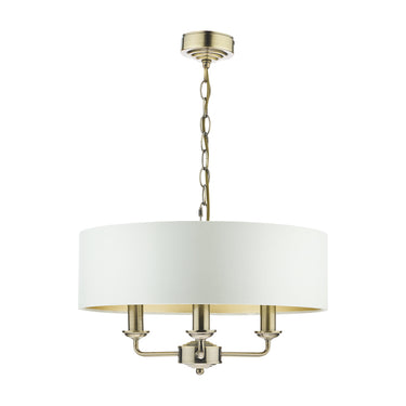 Laura Ashley Sorrento 3 Light Pendant Antique Brass with Ivory Shade