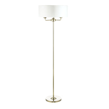 Laura Ashley Sorrento 3 Light Floor Lamp Antique Brass with Ivory Shade