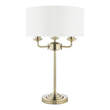 Laura Ashley Sorrento 3 Light Table Lamp Antique Brass with Ivory Shade
