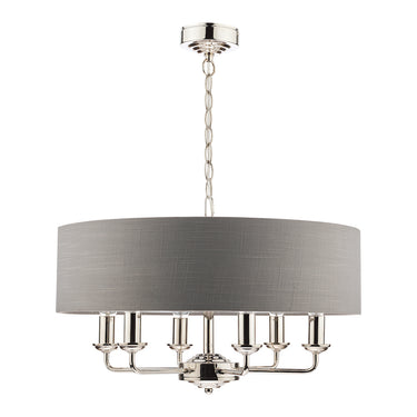 Laura Ashley Sorrento 6 Light Pendant Polished Nickel With Charcoal Shade