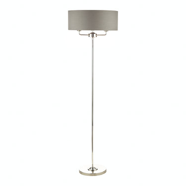 Laura Ashley Sorrento 3 Light Floor Lamp Polished Nickel with Charcoal Shade