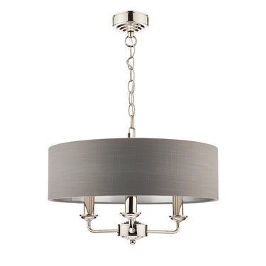 Laura Ashley Sorrento 3 Light Pendant Polished Nickel with Charcoal Shade