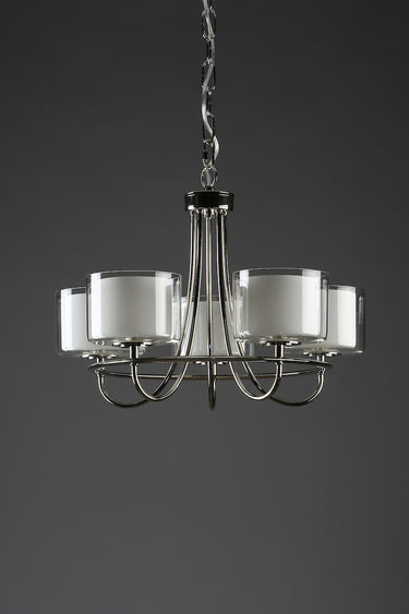 Laura Ashley Southwell Polished Nickel 5 Light Chandelier & Glass Shades