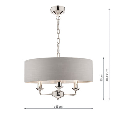 Laura Ashley Sorrento 3 Light Pendant Polished Nickel with Silver Shade
