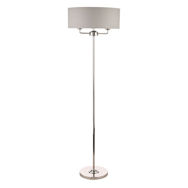 Laura Ashley Sorrento 3 Light Floor Lamp Polished Nickel with Silver Shade